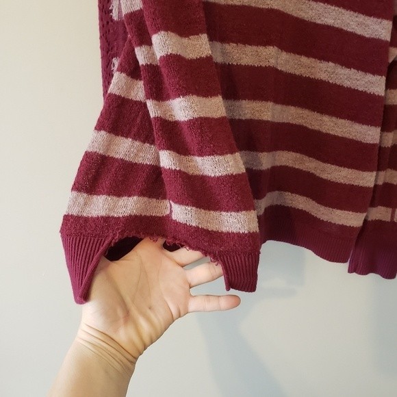 We The Free Fluffy Swit Pullover Maroon Striped Oversized Slouchy Sweater Size M - Picture 5 of 9